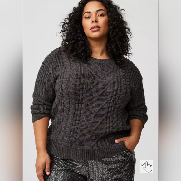 NWOT Torrid Tie Back Cable Knit Sweater - Picture 2 of 9